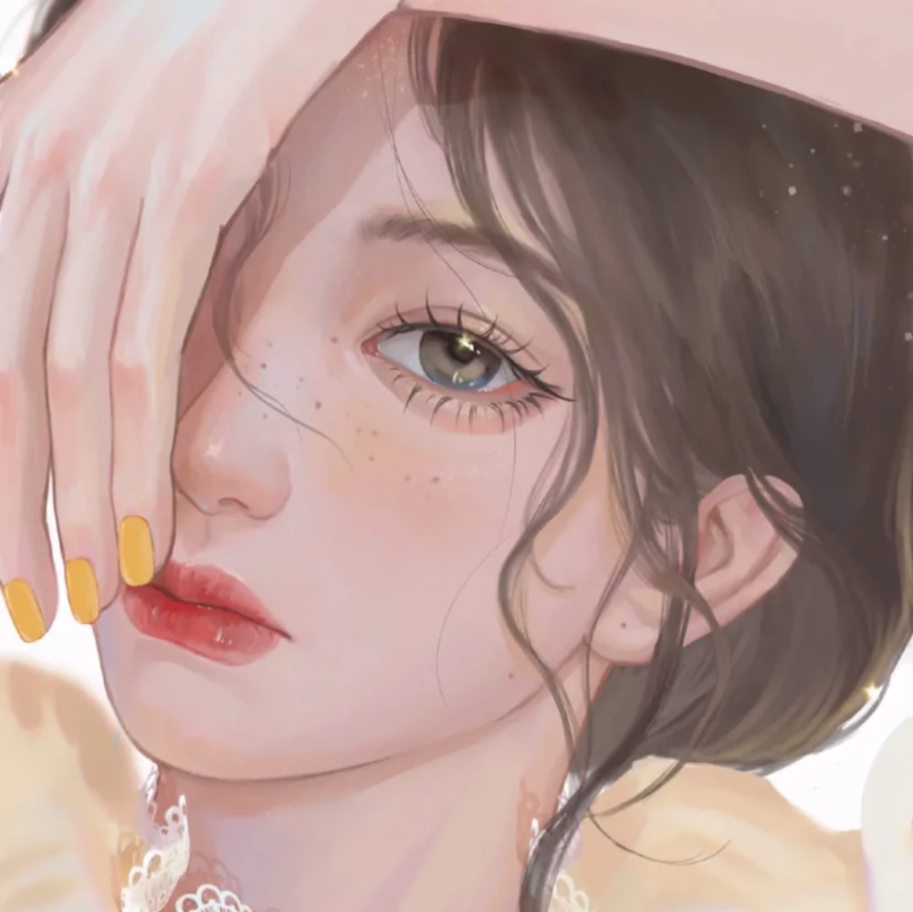 捂脸手绘动漫头像女