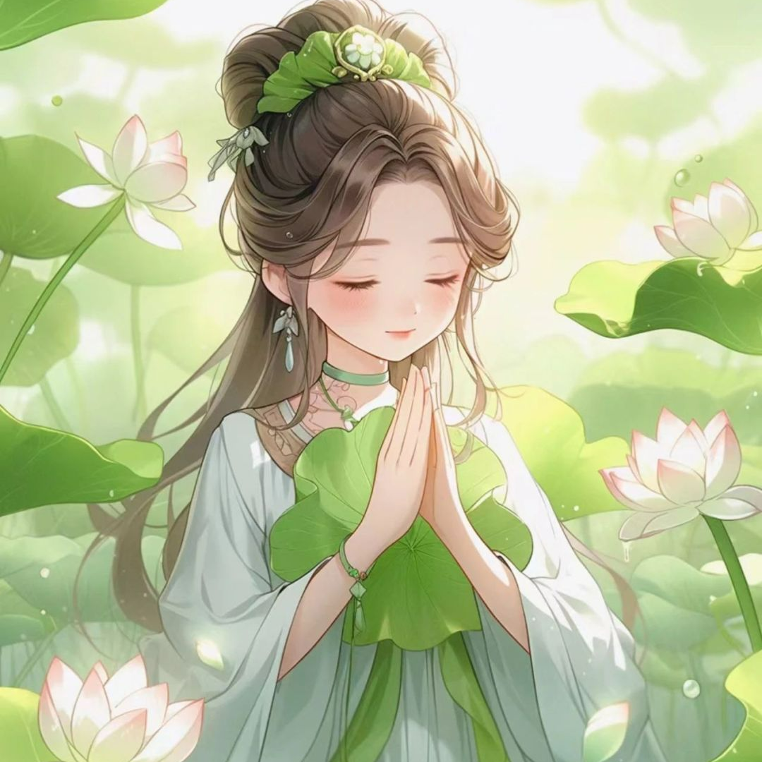 小清新荷叶四人闺蜜头像动漫闺蜜头像