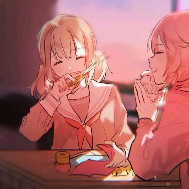 一起吃美食二人闺蜜头像动漫闺蜜头像
