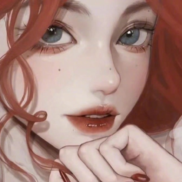 很飒红发手绘动漫头像女