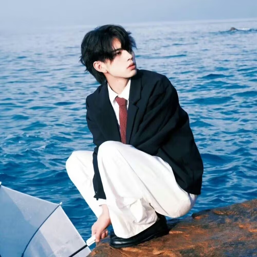 滤镜氛围感侧脸海边男生头像