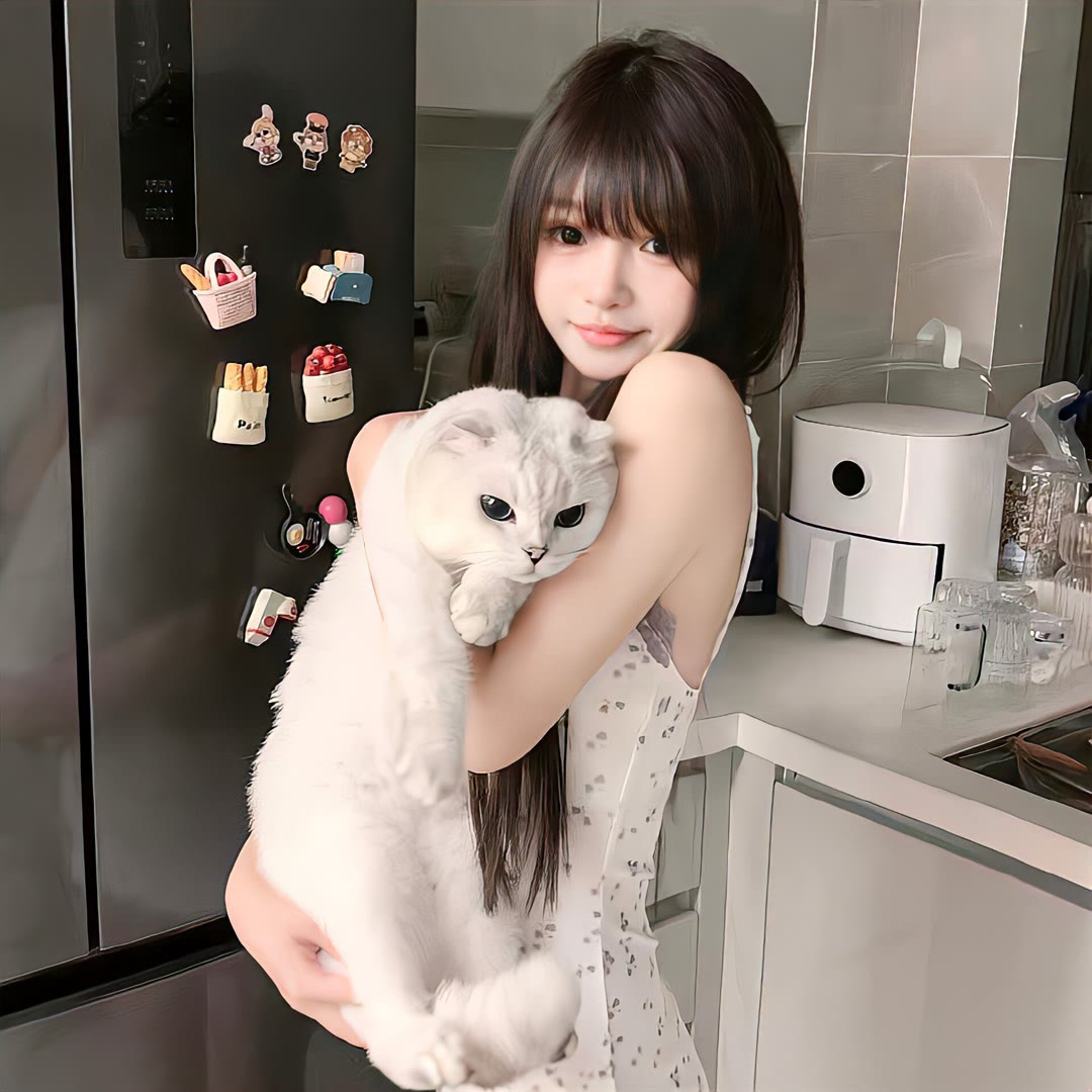 抱着猫咪甜妹女生头像