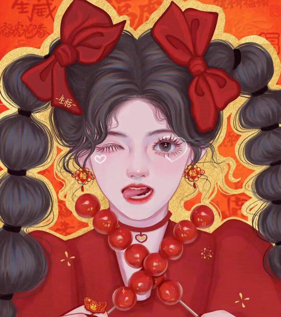 动漫头像  动漫女 动漫女头  动漫头像女 新年 新年头像 新年女头 新年女生头像