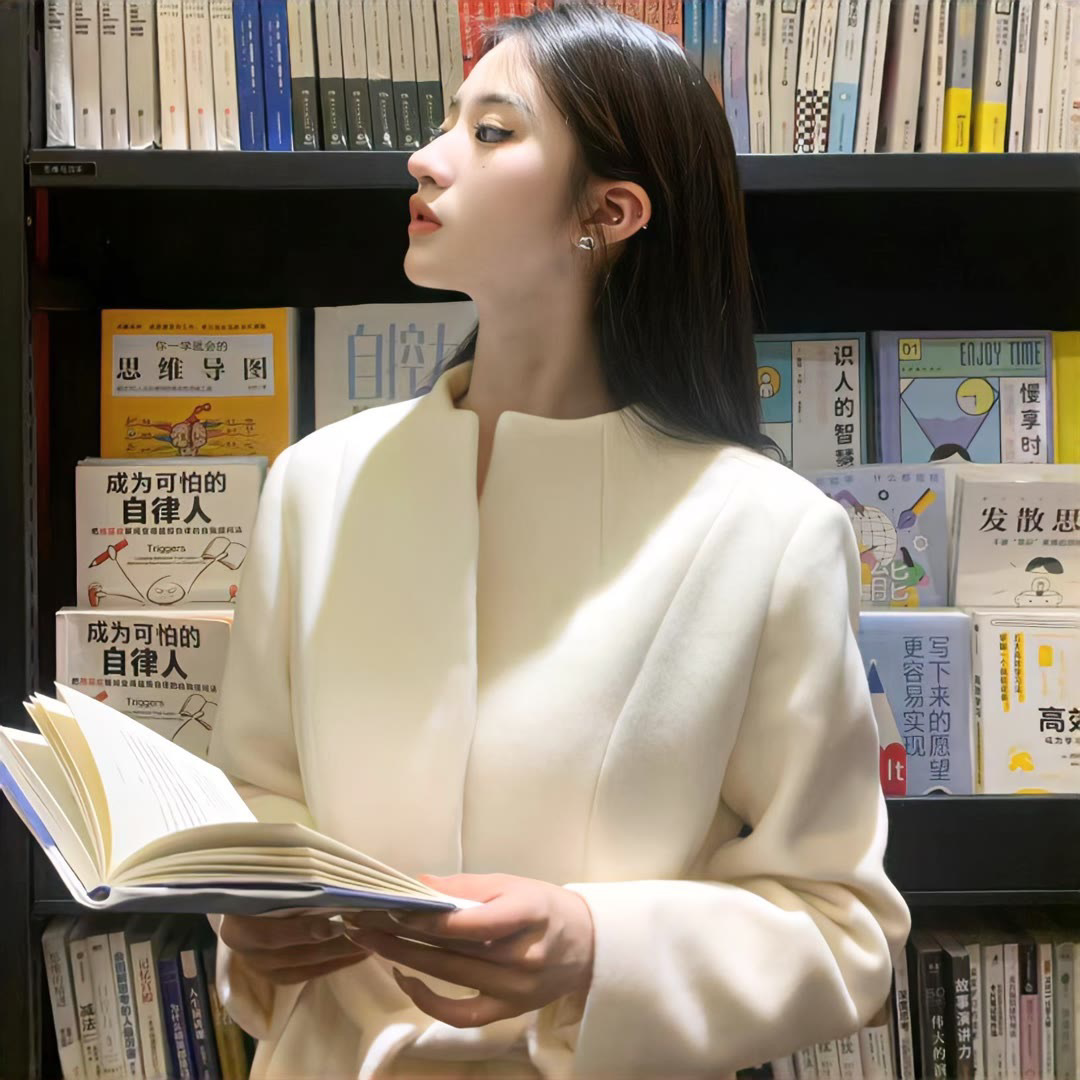 看书气质侧脸女生头像