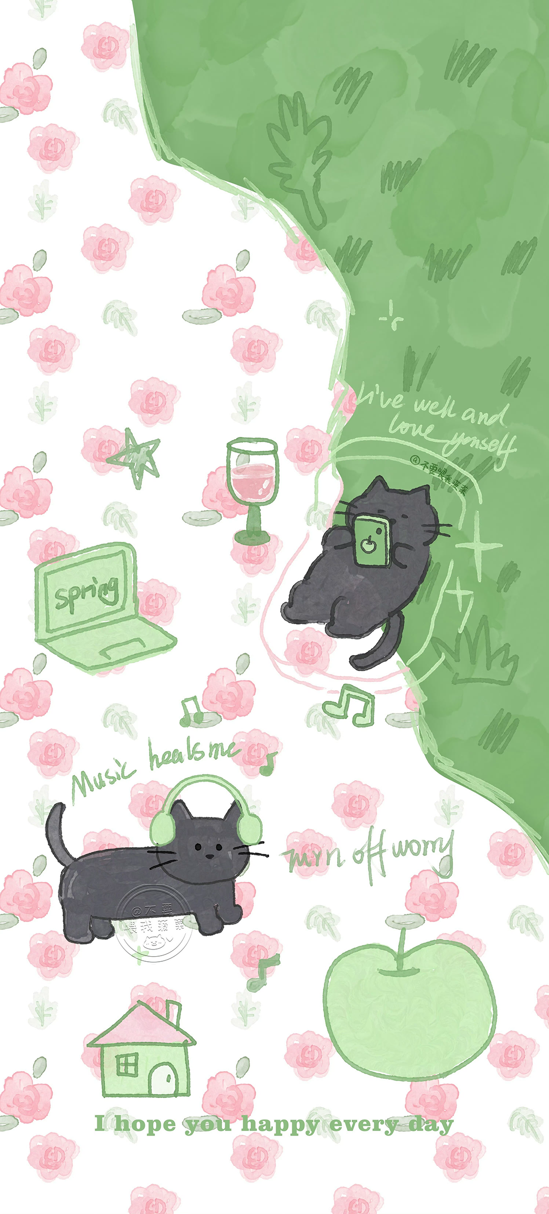 可爱猫咪插画壁纸