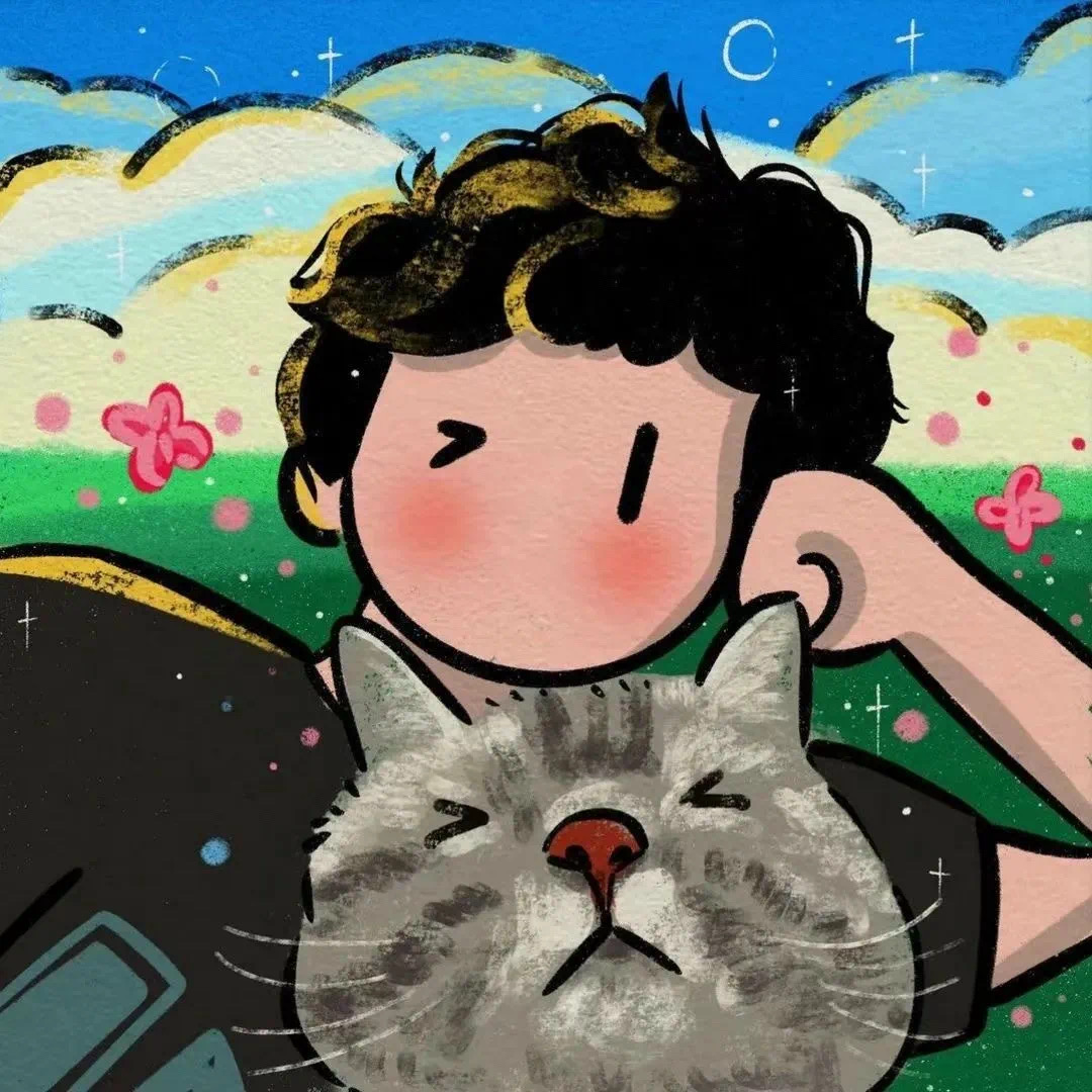 bzmcatmaoaihe抱着猫咪插画情侣头像